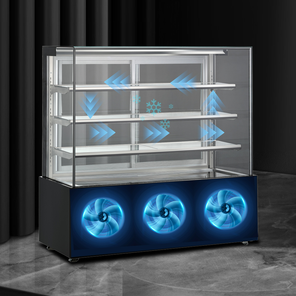 Panoramic stacked glass cake cabinet (2)