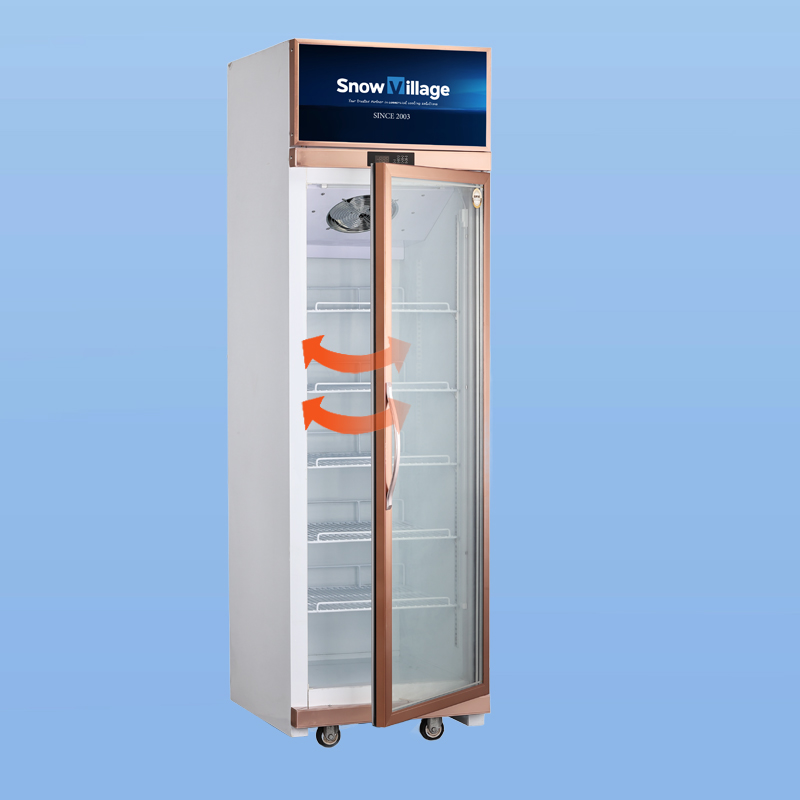 Self-closing door design reduces cold air loss and improves energy efficiency