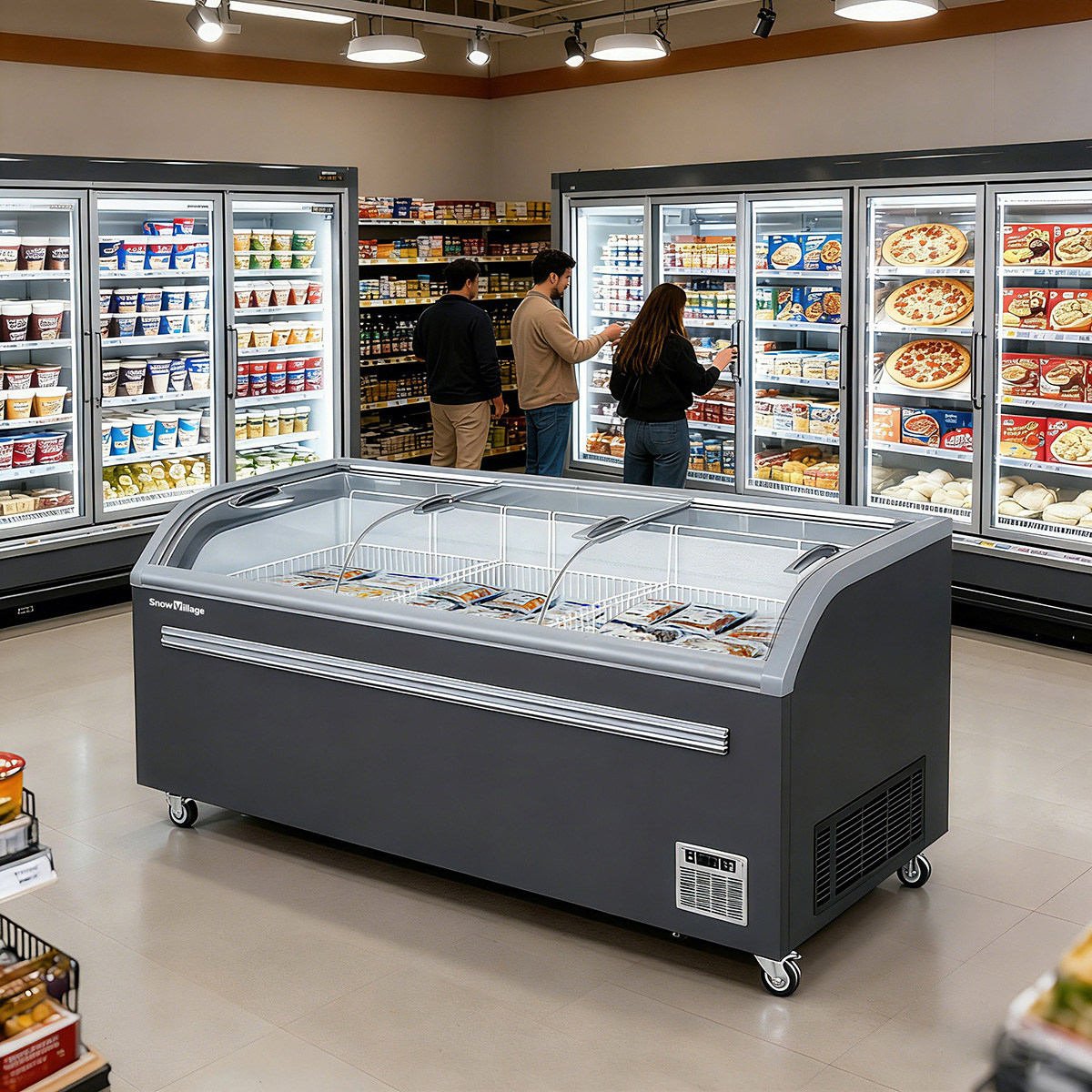 Arc-shaped curved bottom island cabinet