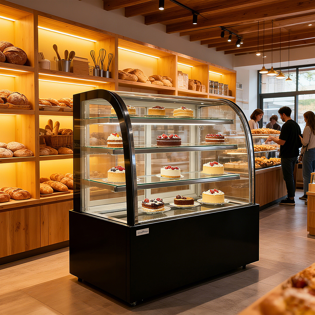 Arc-shaped tall cake cabinet